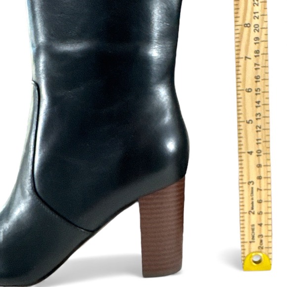 Nine West OTTON Black Leather Knee High Boots Women's Size 9M Block Heel NIB - Picture 4 of 13